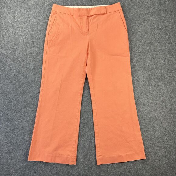 Express Editor Pants Womens 2 Orange Cropped Wide Leg Dress Cotton Stretch - Picture 1 of 13